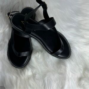 Joie Black Flat Sandals Minimalist Design